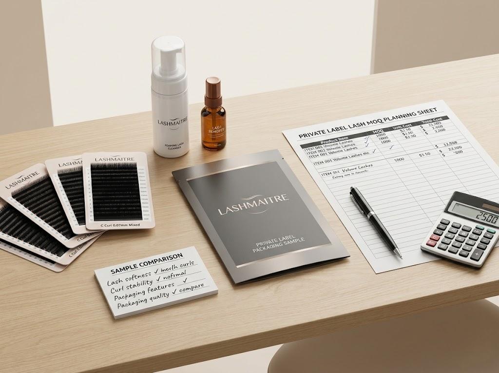 MoCRA cosmetic registration renewal MOQ planning and sample comparison for LASHMAITRE private label lash buyers