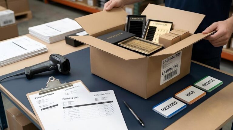 LASHMAITRE lash receiving inspection matching purchase order packing list and received cartons