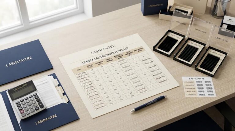 Lash reorder forecast with LASHMAITRE SKU demand stock MOQ and supplier capacity planning