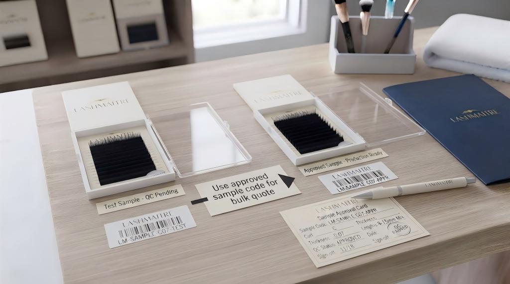 LASHMAITRE test sample and approved sample with reference code for bulk quote decisions