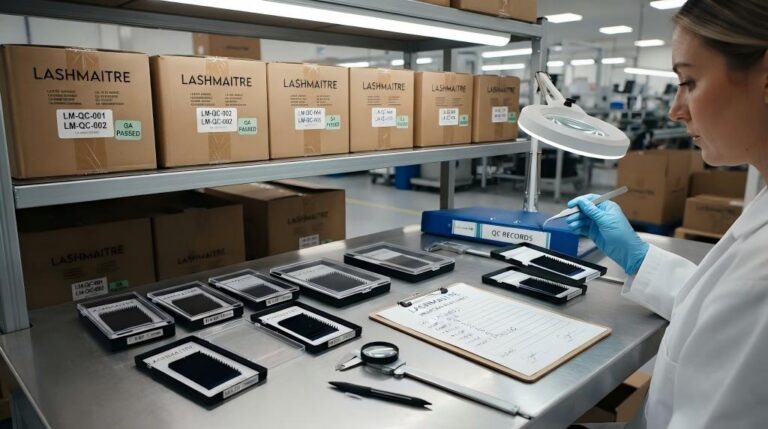 Lash AQL inspection plan with LASHMAITRE sampled trays lot records and quality checks