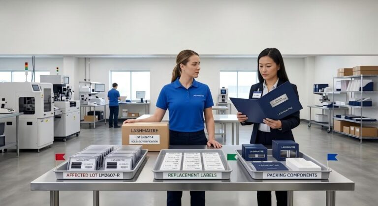 Lash rework authorization approved before a LASHMAITRE lot is repacked