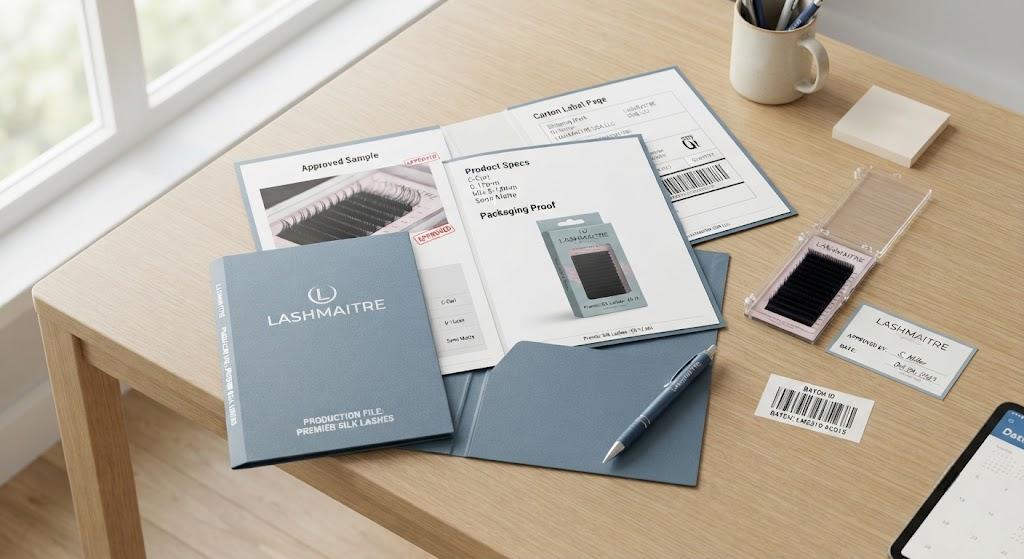 LASHMAITRE lash production approval checklist production file with approved sample and packaging proof