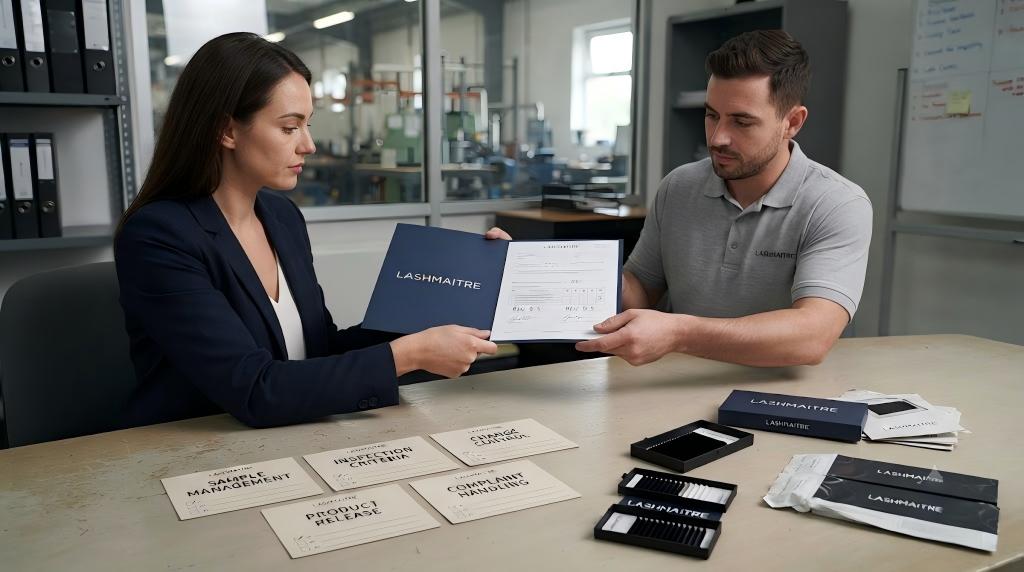 Buyer and supplier assign LASHMAITRE sample inspection release and change-control responsibilities