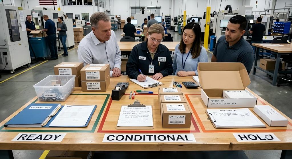 LASHMAITRE order evidence classified as ready conditional or hold before production