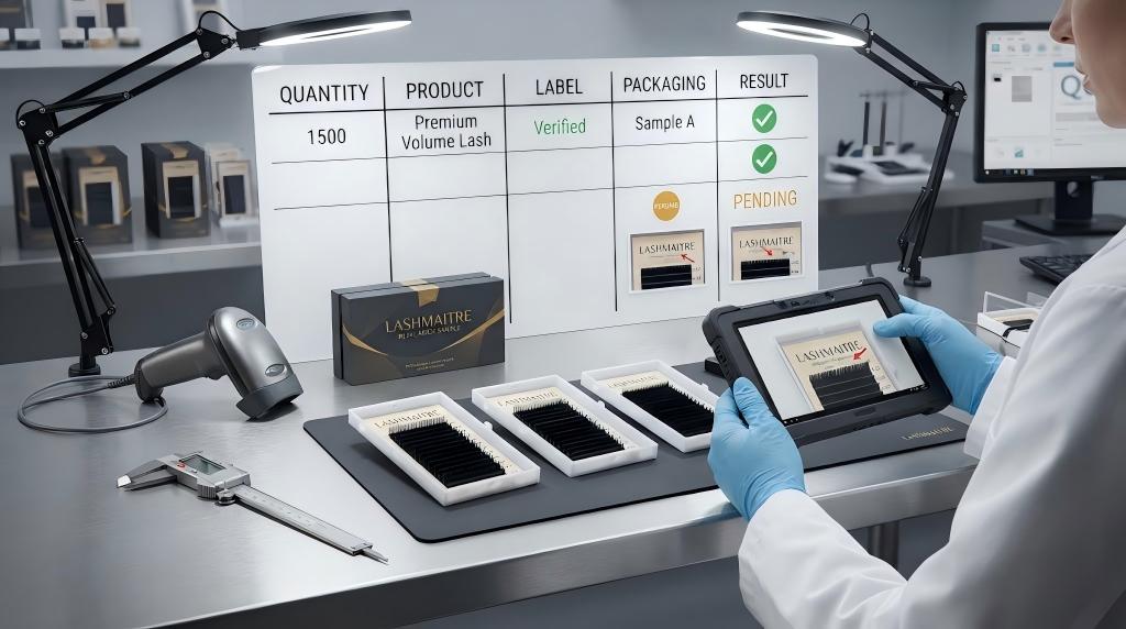 LASHMAITRE lash inspection evidence review for quantity product label packaging and result