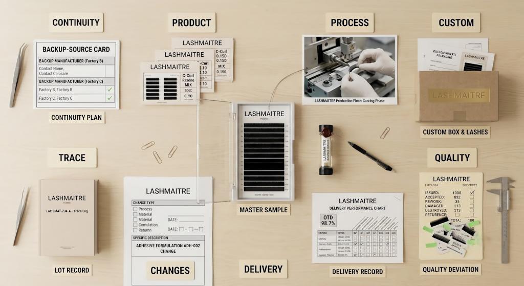 LASHMAITRE supplier evidence covering product process customization quality delivery changes traceability and continuity