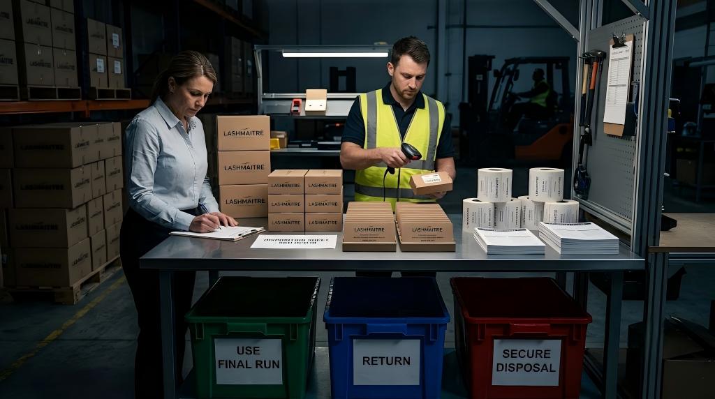 LASHMAITRE discontinued lash packaging assigned to final run return or secure disposal