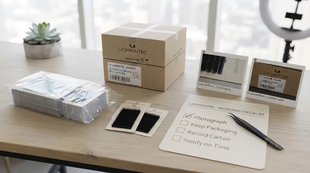 Freight claim evidence checklist for receiving a LASHMAITRE wholesale lash shipment