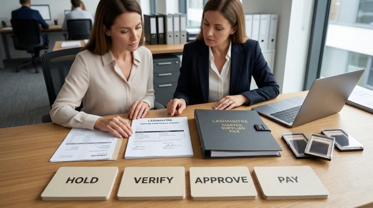 Buyer performing lash supplier bank account change verification before payment