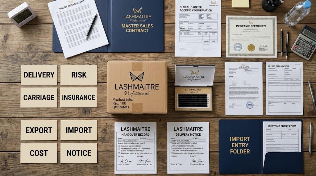 Eight Incoterms responsibility records for a wholesale lash shipment