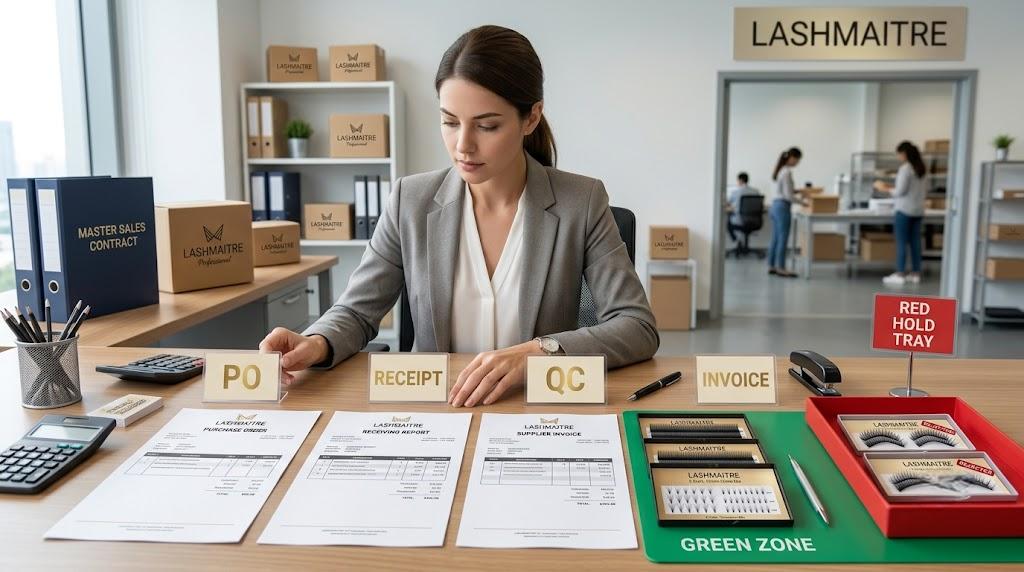 Buyer performing lash supplier invoice reconciliation before payment