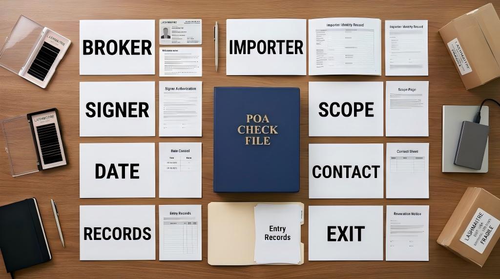 Customs broker POA control file with signer scope contacts and records