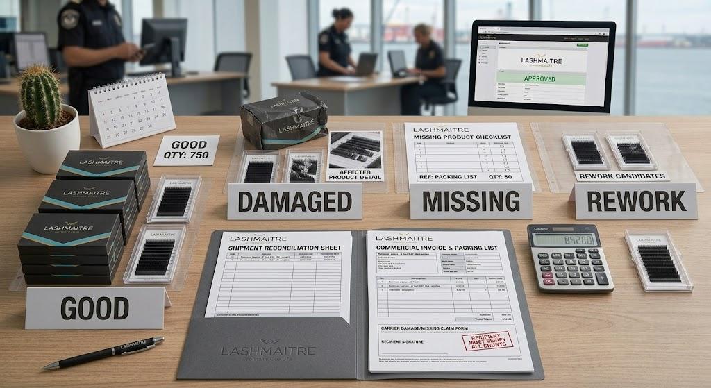 Good damaged missing and rework quantities reconciled for a lash shipment
