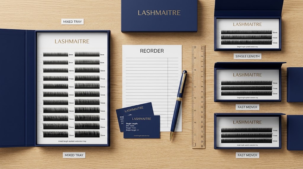 Mixed-length and single-length lash tray SKU allocation comparison