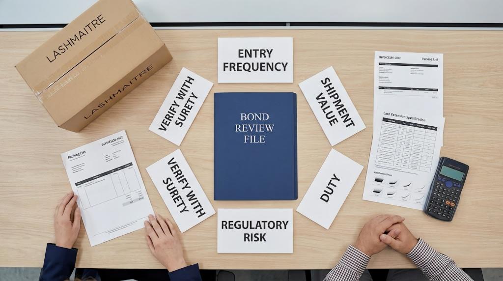 Customs bond review file for entry frequency shipment value duty and regulatory risk