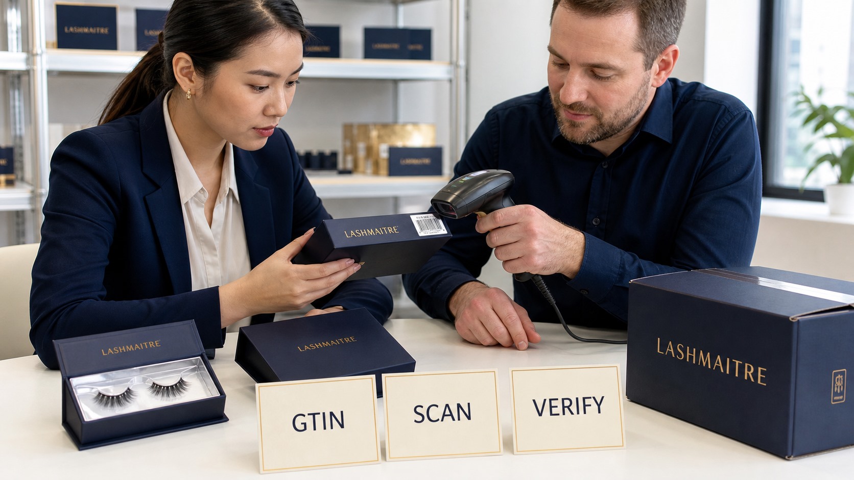Lash barcode verification for LASHMAITRE packaging before shipment
