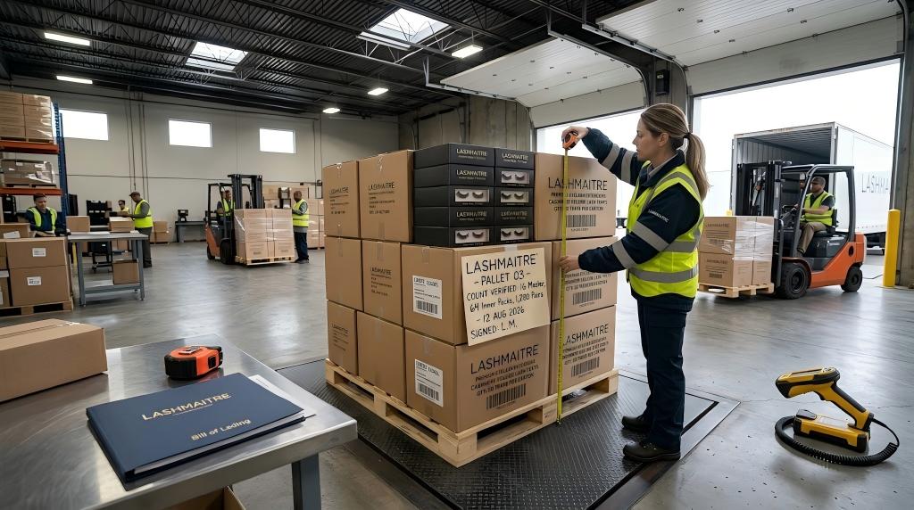 LASHMAITRE pallet carton count and weight verified for the bill of lading