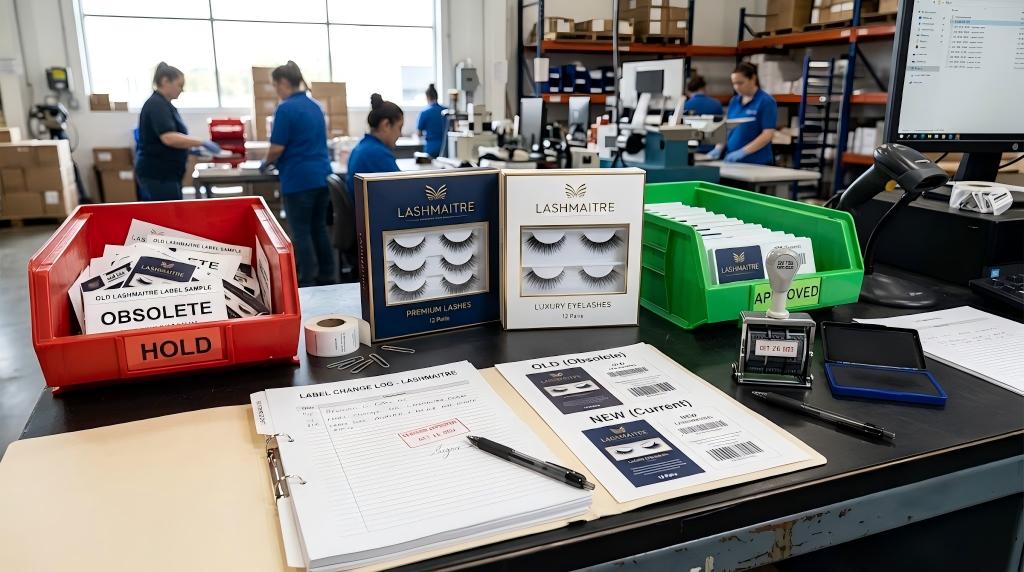 Production barcode scan verifying the approved LASHMAITRE lash GTIN change