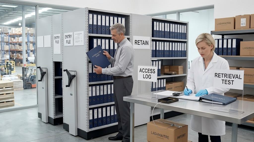 Import record archive with entry file retention and retrieval test controls