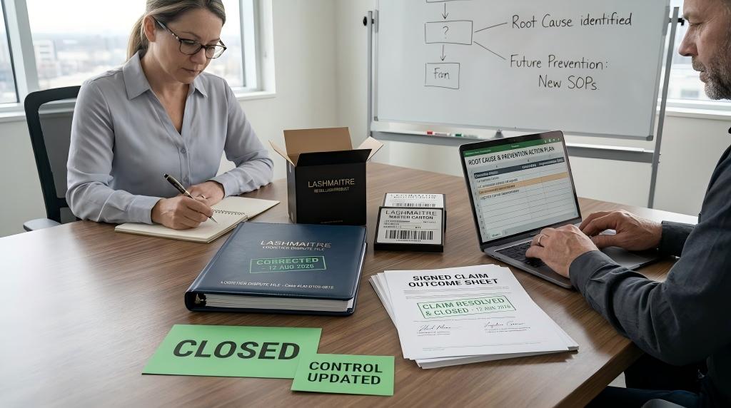 LASHMAITRE retail shortage claim closed with corrective control updates