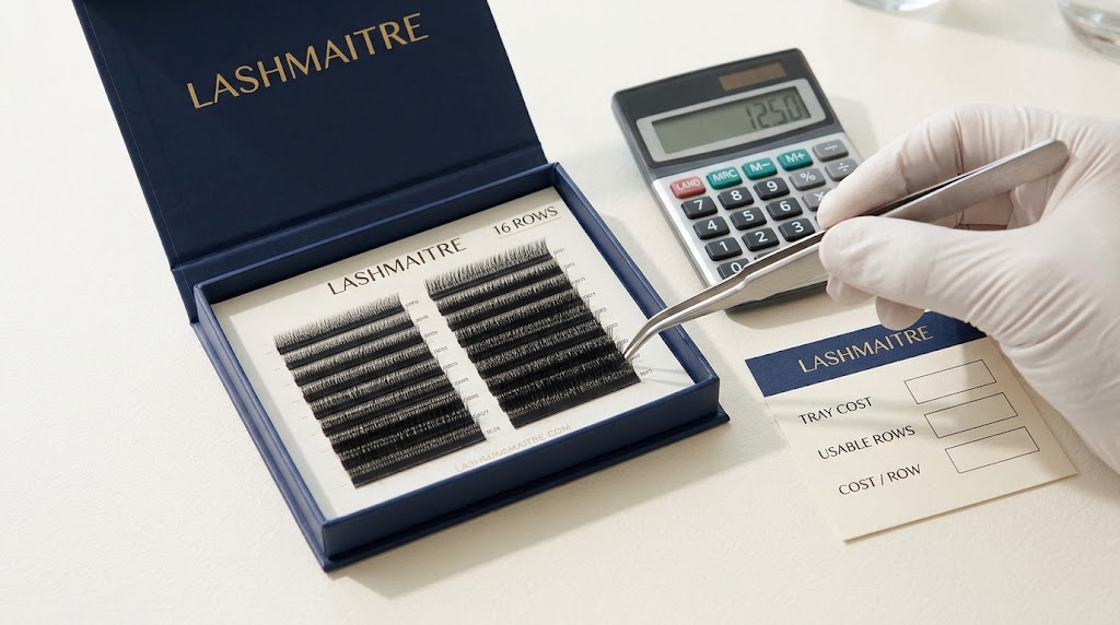 LASHMAITRE 16 row lash tray cost per usable row inspection