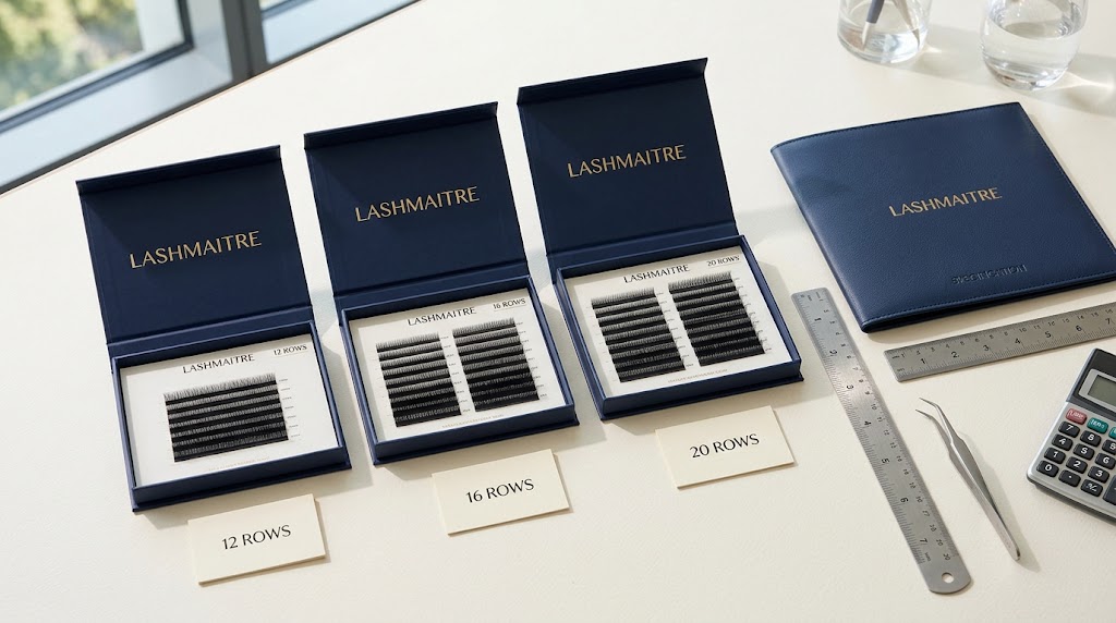 LASHMAITRE 12 row vs 16 row lash trays with 20 row comparison for wholesale buyers