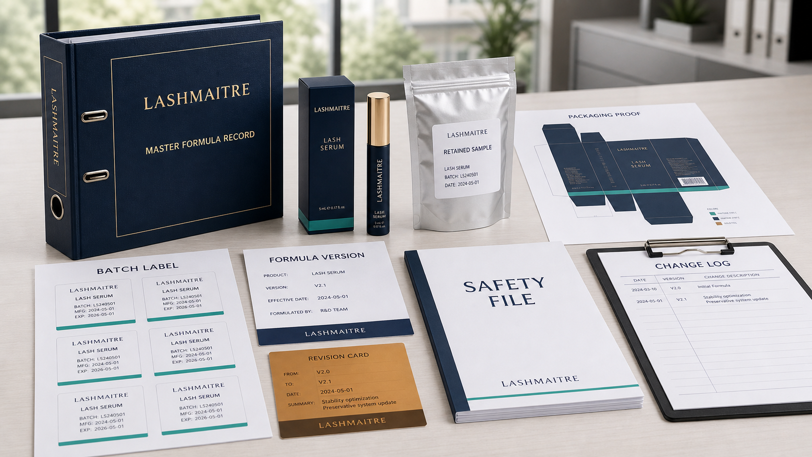 LASHMAITRE lash serum supplier formula safety packaging and batch evidence