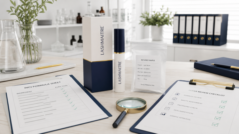 LASHMAITRE private label lash serum with INCI formula and EU safety review records