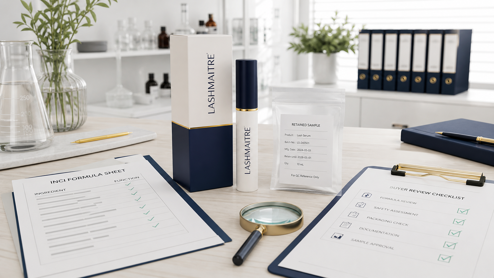LASHMAITRE private label lash serum with INCI formula and EU safety review records