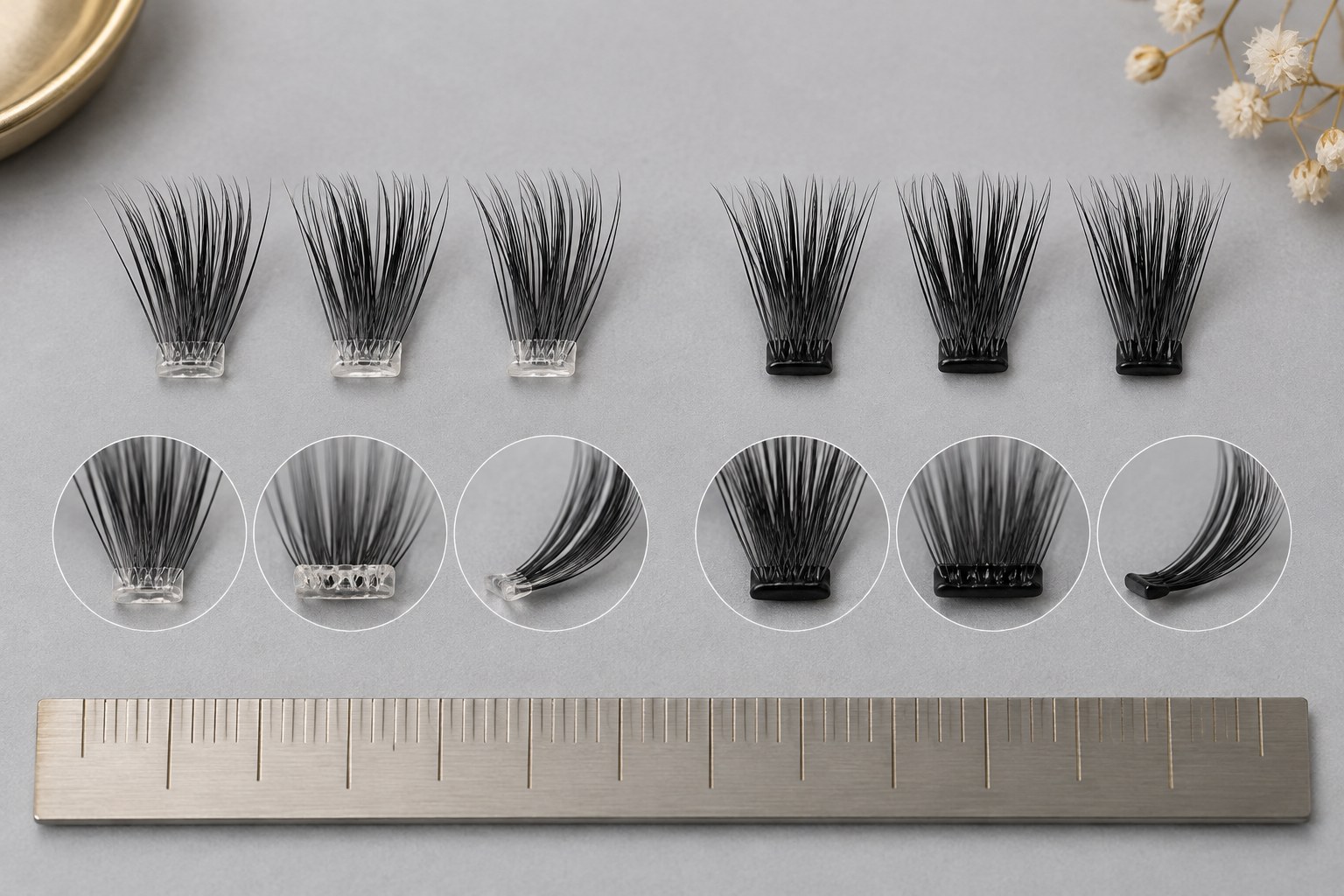 Clear band vs black band cluster lashes base comparison