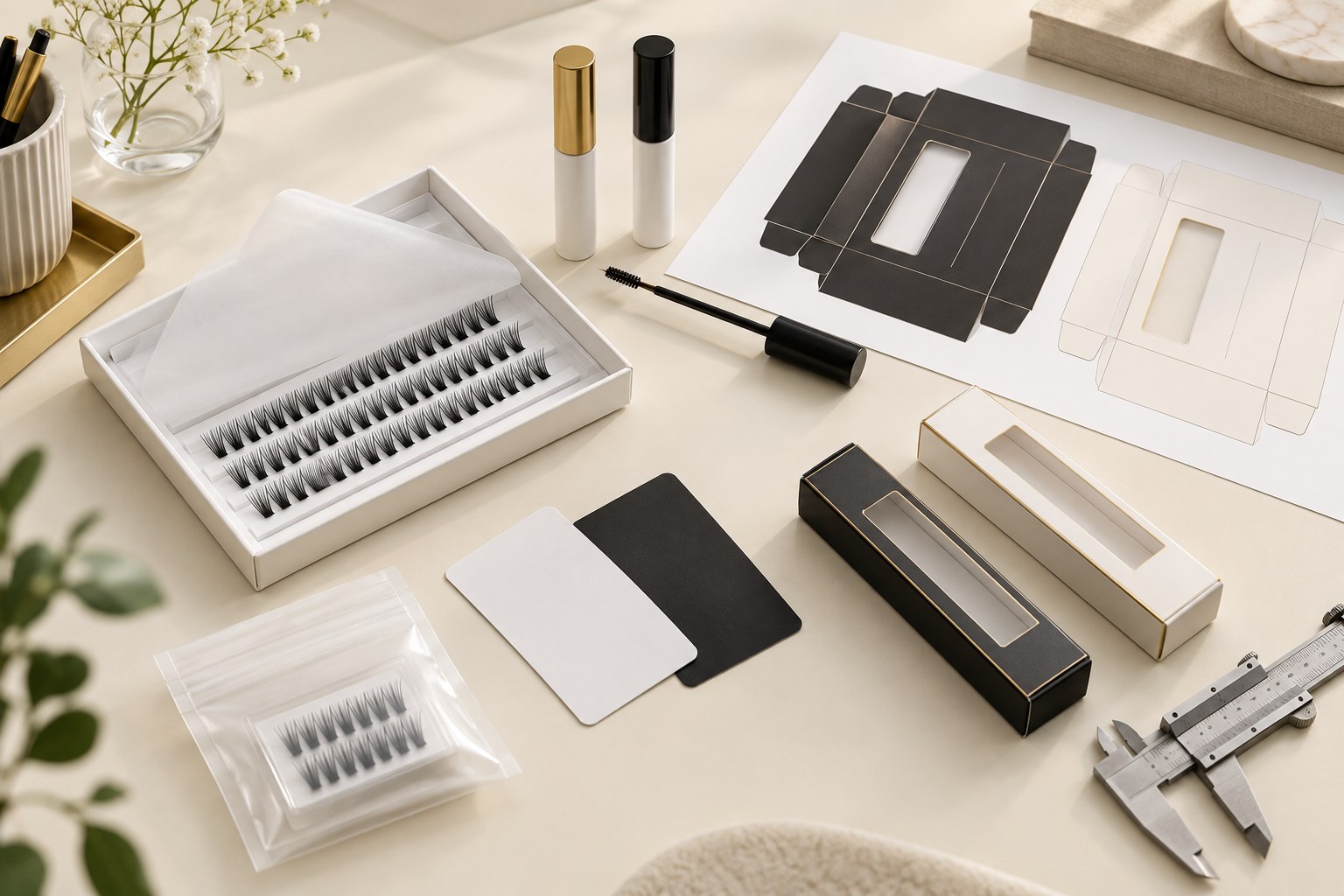 Cluster lash adhesive system sample and packaging approval desk