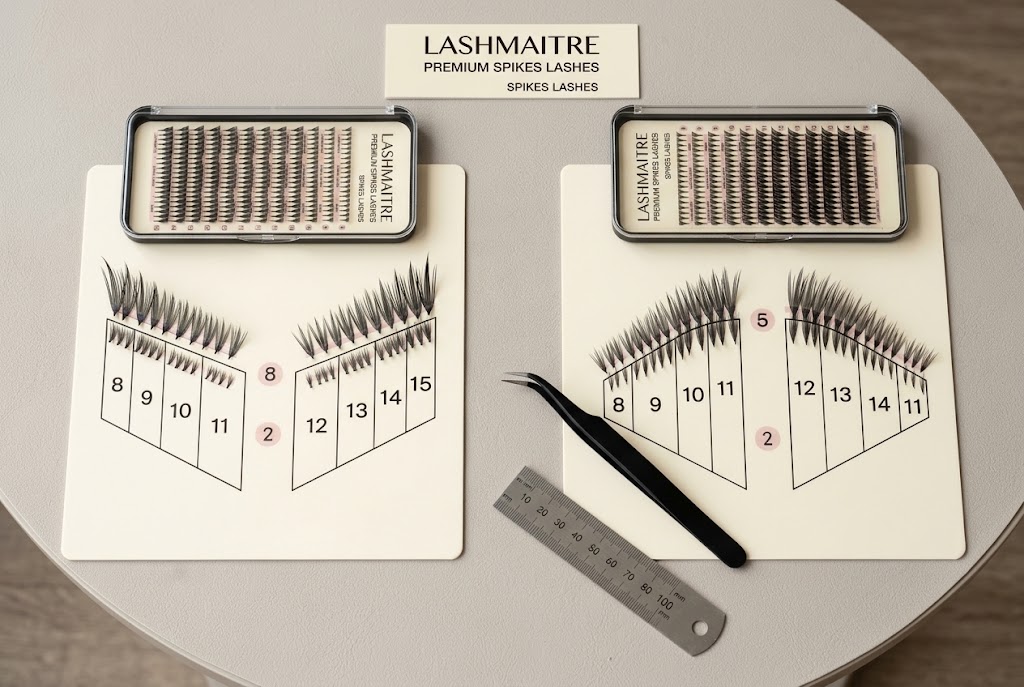 LASHMAITRE fox eye vs squirrel eye lash extensions compared by peak position and outer taper