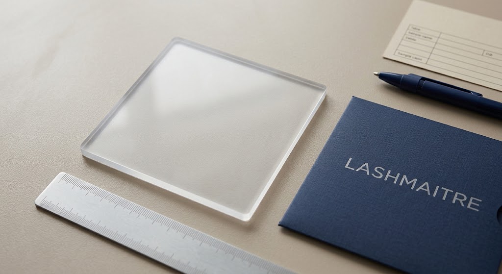 Empty working accessory in a lash tile vs lash tray comparison.