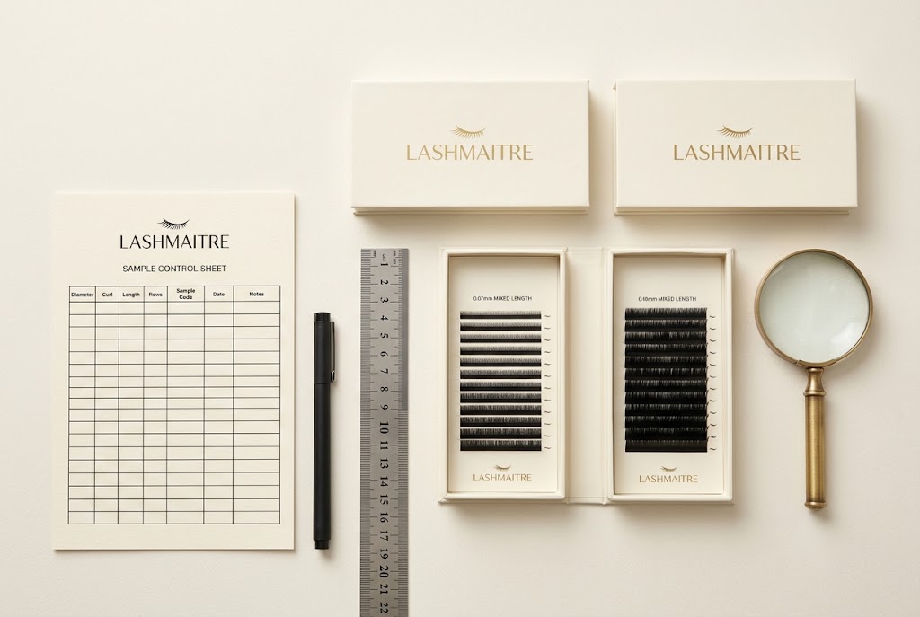 0.07 vs 0.10 volume lash trays sample control record by LASHMAITRE