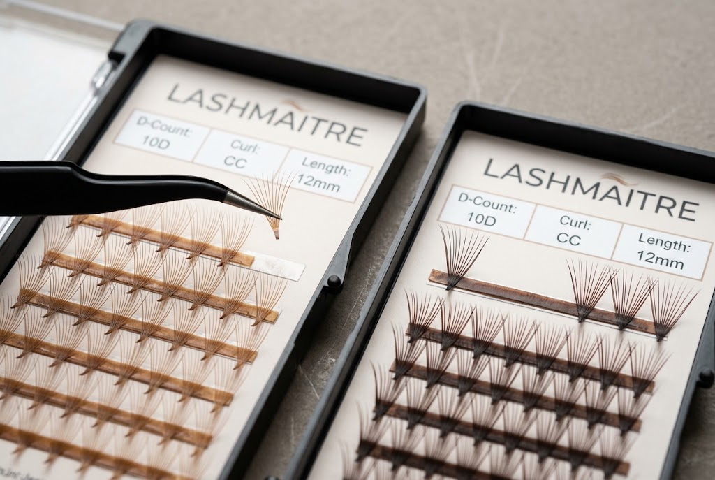 LASHMAITRE brown premade fan pickup and geometry inspection