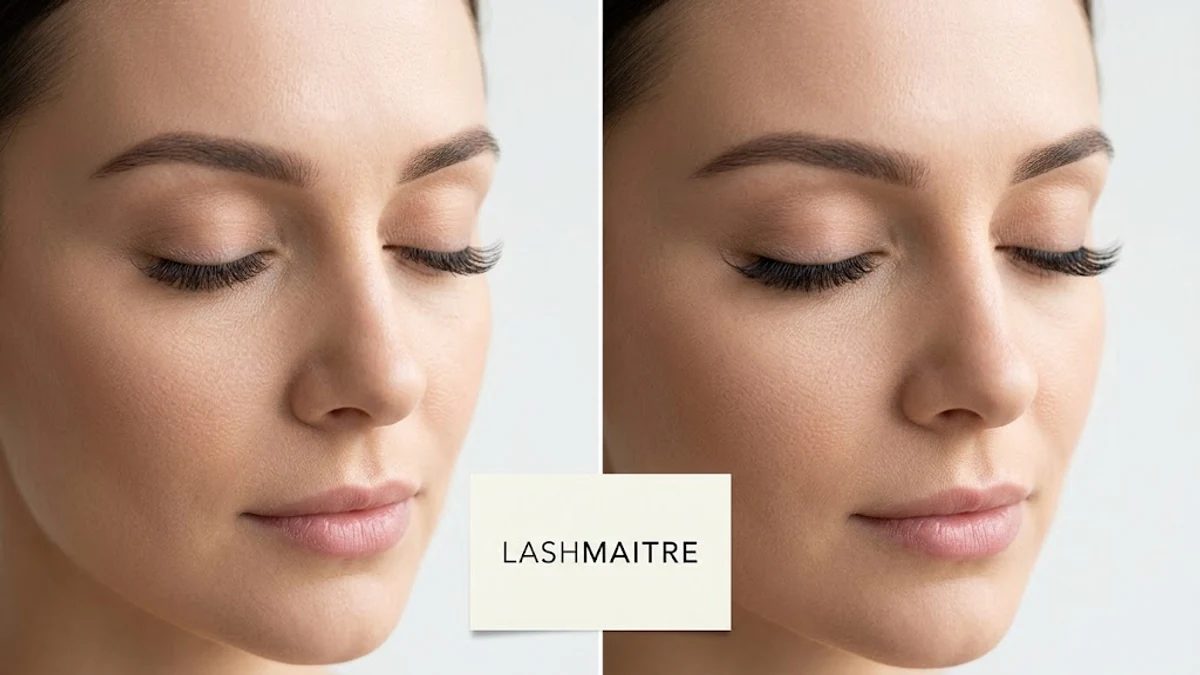 Kitten vs cat eye lash extensions compared on closed eyes