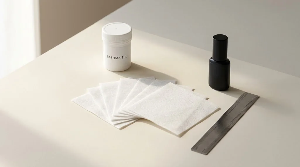 LASHMAITRE lash adhesive wipes wholesale sample container with measured dry wipe sheets