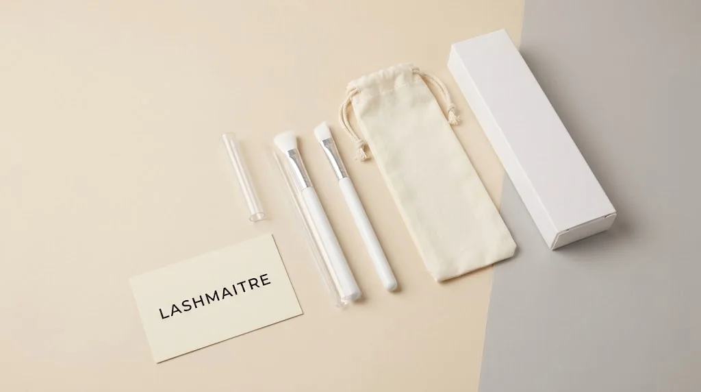 LASHMAITRE lash extension cleansing brushes with protective tube and storage pouch for wholesale kit evaluation